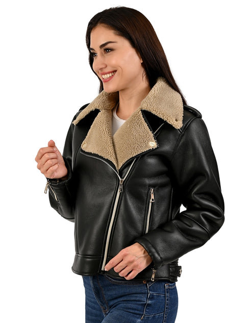 Chamarra LEE para dama estilo biker en color negro